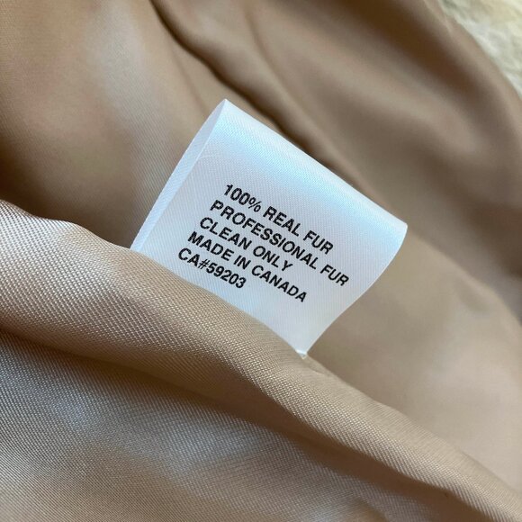 NWT Wolfie Furs Beige Coyote GENUINE FUR mid-length vest SZ S more like M 6 or 8 - Picture 7 of 7